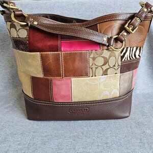 Rare Y2K Vintage Coach Patchwork Shoulder Bag 10434 Signature Leather Suede Cute